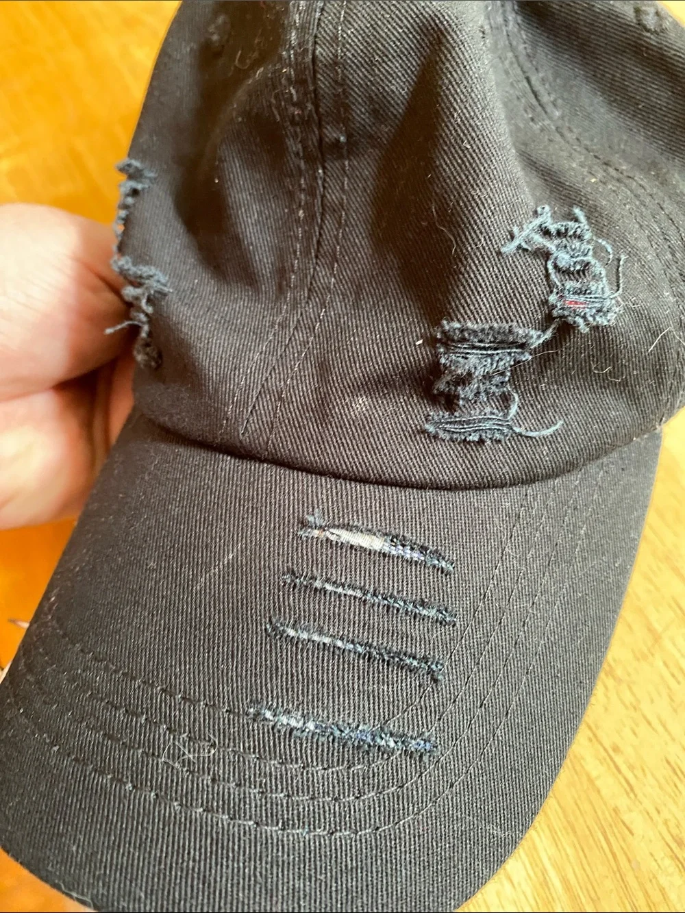 Baseball style distressed black hat never used